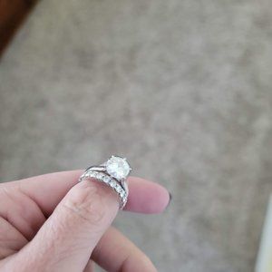Moissanite engagement ring and band
